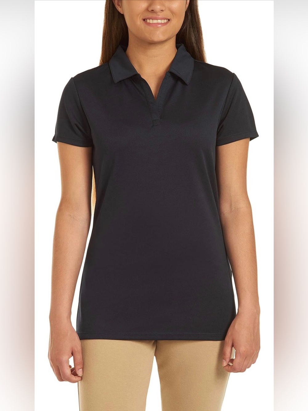 Chaps Navy Short-Sleeve Collared Button-Down Top